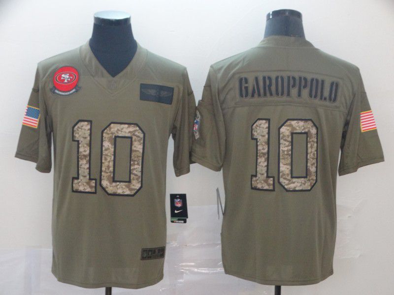 Men San Francisco 49ers #10 Garoppolo Camo Nike Olive Salute To Service Limited NFL Jersey